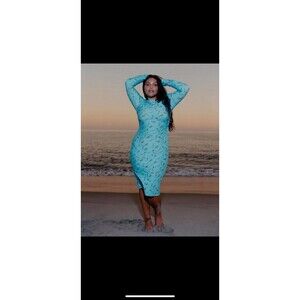 Jonathan Cohen size small S Blue dancing tulip side twist dress